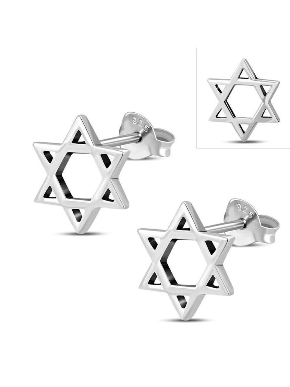 𝅺Earrings--Star of David Posts TINY Silver